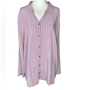 J. Jill Long Sleeve Stripe Button Down Shirt Plus size 3X Career Office Purple
